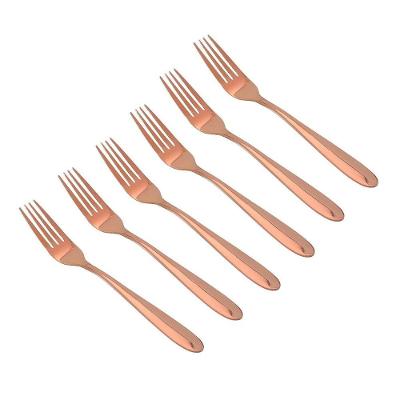 Conjunto 6pçs Garfos De Mesa Inox Rose Gold Luxo Rústico