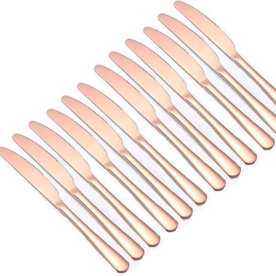 Kit Jogo De Cortes De Mesa Rose Gold 12pçs Inox Rústico Luxo