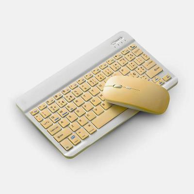 Teclado Sem Fio Bluetooth Recarregável Com Mouse - Branco Com Amarelo