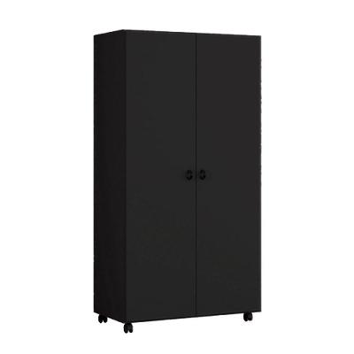 Armário Multiuso Ditália 2 Portas Com Rodízios Ar-70 Preto