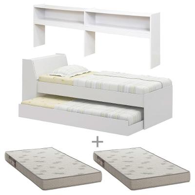 Cama Solteiro Bicama Est C/ 2 Colchões Ditália Branco