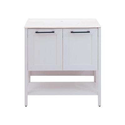 Gabinete Armário Banheiro Ditália 2 Portas Com Pia Bn-02 Cor:cinza Cinza