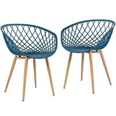 Kit - 2 X Cadeiras Clarice Nest Com Apoio De Braços - Sidera - Azul Petróleo