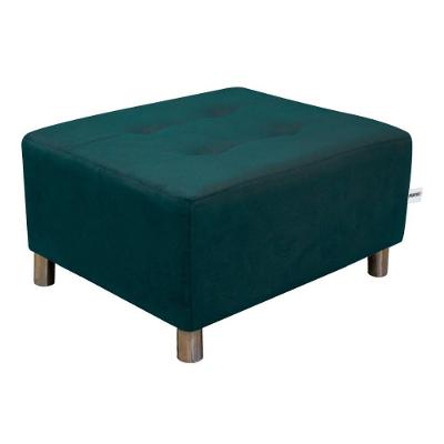 Puff Para Sala Quadrado Com Pés Com Alumínio Azul