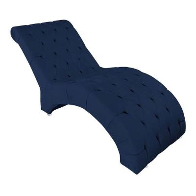 Recamier Divã Espreguiçadeira Para Sala Cliníca Aline Veludo Azul Marinho