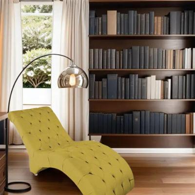 Recamier Divã Espreguiçadeira Para Sala Cliníca Elisa Suede Amarelo