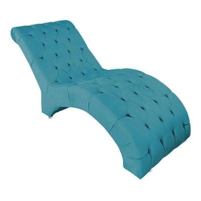 Recamier Divã Espreguiçadeira Sala Cliníca Débora Suede Azul Turquesa