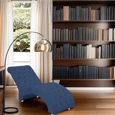 Recamier Divã Espreguiçadeira Para Sala Cliníca Lara Veludo Azul Marinho