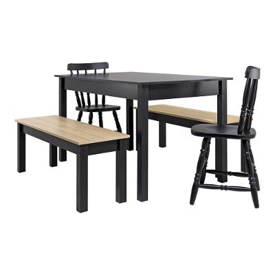 Mesa De Jantar Ditália 2bancos 2cad Ja-220+ja-225 Cor:preto