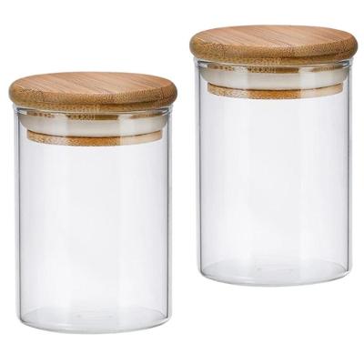 Kit 2 Potes De Vidro Hermético 1000ml Com Tampa Bambu