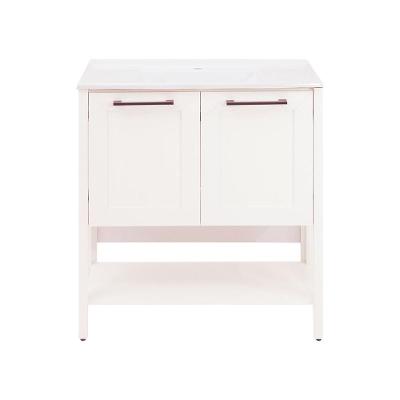 Gabinete Armário Banheiro Ditália 2 Portas Com Pia Bn-02 Cor:branco Branco