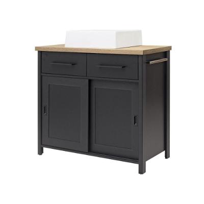 Gabinete Armário Banheiro Ditália 2 Gav 2 Pts Com Cuba Bn-03 Cor:preto Preto