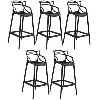 Kit 5 Banquetas Altas Masters Allegra 76 Cm Preto Preto