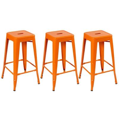 Kit 3 Banquetas Altas Iron Tolix 76 Cm Laranja Laranja