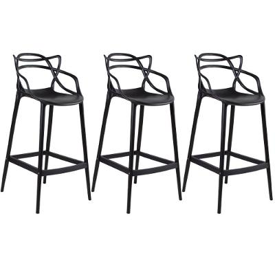 Kit 3 Banquetas Altas Masters Allegra 76 Cm Preto