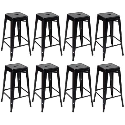Kit 8 Banquetas 76 Cm Preto Semibrilho Preto - Semibrilho