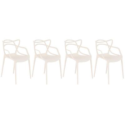 Kit 4 Cadeiras Design Jantar Cozinha Masters Allegra Creme