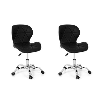 Conjunto 02 Cadeiras Office Eiffel Slim Base Giratória Preta