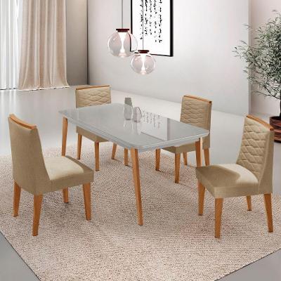 Mesa De Jantar Copper 120cm Tampo Mdf 4 Cadeiras Moderna Turim 07 /off /naturale /serig Off