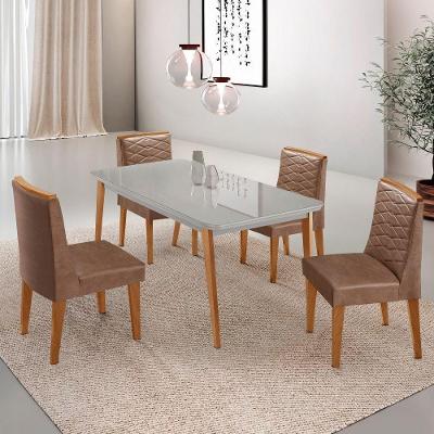Mesa De Jantar Copper 120cm Tampo Mdf 4 Cadeiras Moderna Tork/off/naturale/serig. Off