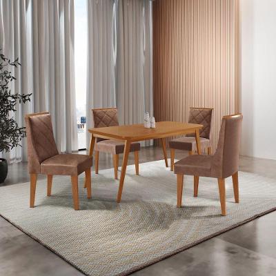 Mesa De Jantar Copper 120cm Tampo Mdf 4 Cadeiras Moderna Tork/naturale/naturale
