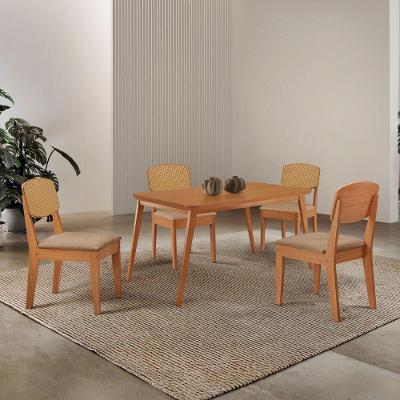 Mesa De Jantar Copper 120cm Tampo Mdf Laminado 4 Cadeiras Turim 07/naturalle/naturalle
