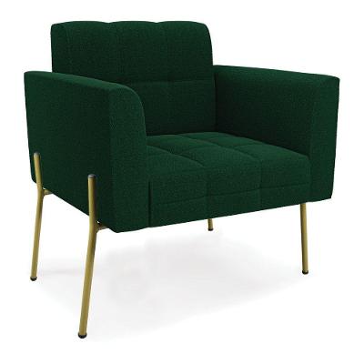 Poltrona Sala De Estar Pé De Ferro Dourado Elisa Bouclê D03 - D?rossi Cor Verde