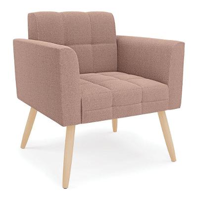 Poltrona Sala De Estar Pé Palito Natural Elisa Bouclê D03 - D?rossi Cor Rose