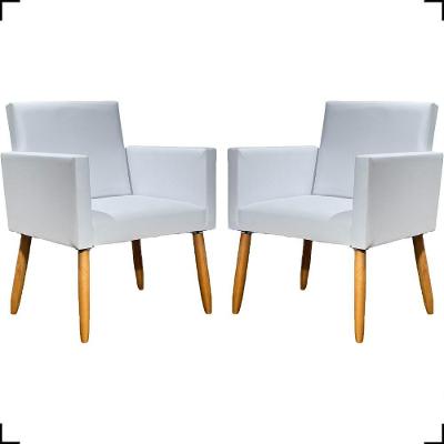 Kit 2 Poltronas Decorativa Para Sala Recepção Consultório Nina Corino Cores Pé Palito 30 Cm Castanho