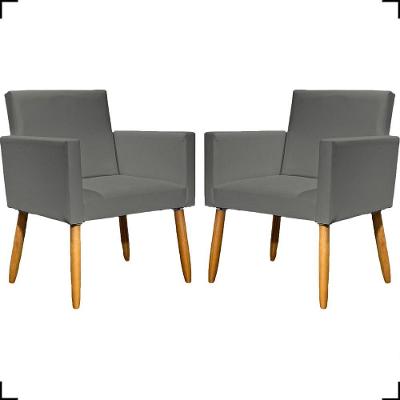 Kit 2 Poltronas Decorativa Para Sala Recepção Consultório Nina Corino Cores Pé Palito 30 Cm Castanho