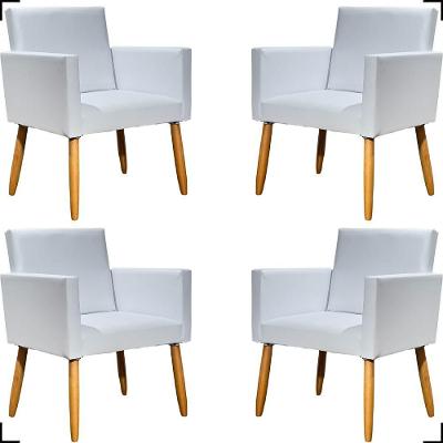Kit 4 Poltronas Decorativa Para Sala Recepção Consultório Nina Corino Cores Pé Palito 30 Cm Castanho