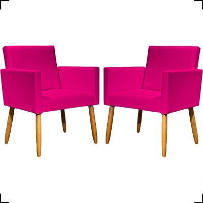 Kit 2 Poltronas Decorativa Para Sala Recepção Consultório Nina Corino Cores Pé Palito 30 Cm Castanho