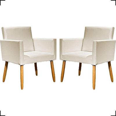 Kit 2 Poltronas Decorativa Para Sala Recepção Consultório Nina Corino Cores Pé Palito 30 Cm Castanho