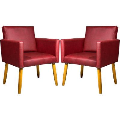 Kit 2 Poltronas Decorativa Para Sala Recepção Consultório Nina Corino Cores Pé Palito 30 Cm Castanho
