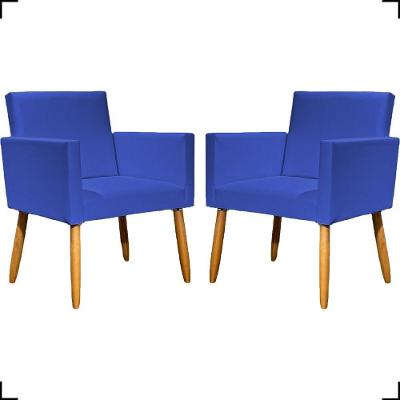 Kit 2 Poltronas Decorativa Para Sala Recepção Consultório Nina Corino Cores Pé Palito 30 Cm Castanho