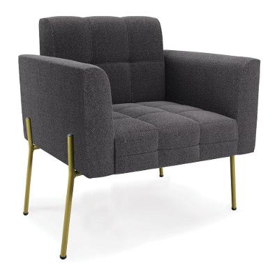 Poltrona Sala De Estar Pé De Ferro Dourado Elisa Bouclê D03 - D?rossi Cor Grafite