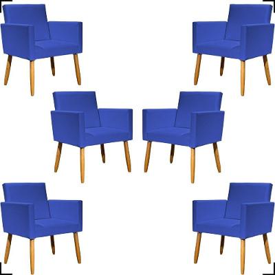 Kit 6 Poltronas Decorativa Para Sala Recepção Consultório Nina Corino Cores Pé Palito 30 Cm Castanho