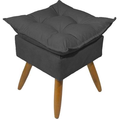 Puff Decorativo Quadrado Para Sala Quarto Penteadeira Recepção Alice Pé Palito Castanho Suede
