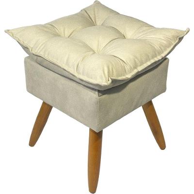 Puff Decorativo Quadrado Para Sala Quarto Penteadeira Recepção Alice Pé Palito Castanho Suede