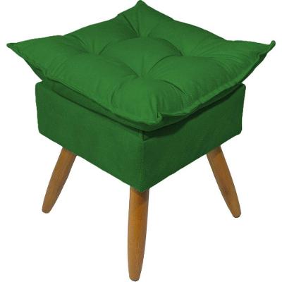 Puff Decorativo Quadrado Para Sala Quarto Penteadeira Recepção Alice Pé Palito Castanho Suede