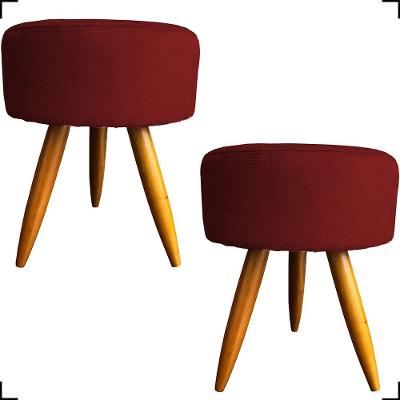 Kit 2 Puff Decorativo Redondo Para Sala Quarto Penteadeira Pé Palito Castanho Suede Cores