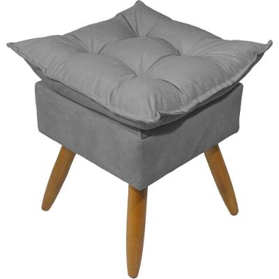 Puff Decorativo Quadrado Para Sala Quarto Penteadeira Recepção Alice Pé Palito Castanho Suede