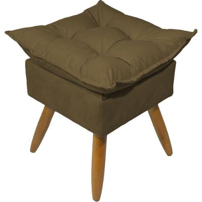 Puff Decorativo Quadrado Para Sala Quarto Penteadeira Recepção Alice Pé Palito Castanho Suede