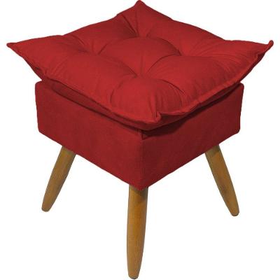 Puff Decorativo Quadrado Para Sala Quarto Penteadeira Recepção Alice Pé Palito Castanho Suede