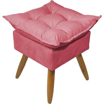 Puff Decorativo Quadrado Para Sala Quarto Penteadeira Recepção Alice Pé Palito Castanho Suede