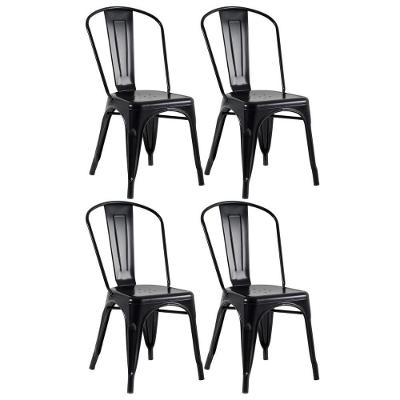 Kit 4 Cadeiras Preto Semibrilho