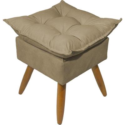 Puff Decorativo Quadrado Para Sala Quarto Penteadeira Recepção Alice Pé Palito Castanho Suede