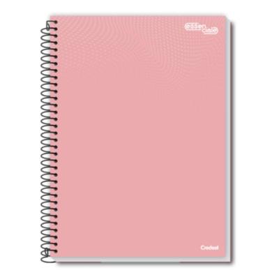 Caderno Espiral Universitário A4 10 Matérias 160 Folhas Essenciale Credeal Rosa Claro