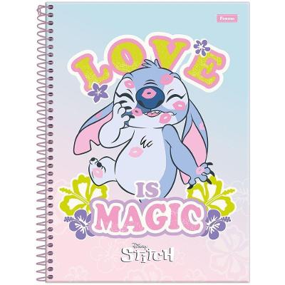 Caderno Espiral Capa Dura Universitário 1 Matéria Disney Stitch 80 Folhas Foroni Estampa 3