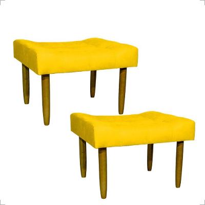 Kit 2 Puff Decorativo Confortável Retangular Para Sala Recepção Quarto Requinte Suede Cores Pé Palito